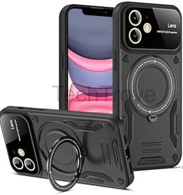 Resim İphone 11 Kılıf Kamera Korumalı Stand Özellikli Maksimum Darbe Korumalı Kapak Siyah 