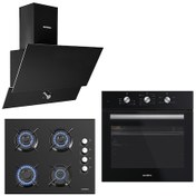 Resim Kumtel B66-SF2 MT - KO-40 TAHDF - DA6-830 Kristal Siyah Cam Ankastre Set 