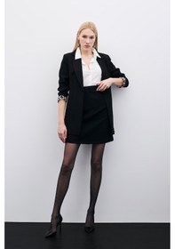 Resim Sateen Düz Mini Etek - Siyah-135748 Siyah 