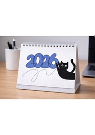 Resim Kedili 2026 Masa Takvimi -karton Taban -kişiselleştirilebilir 