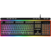 Resim RAMPAGE SHINE K14 SİYAH USB RGB BACKLİGHT MEMBRANE GAMİNG OYUNCU KLAVYE 