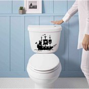 Resim cnpromosyon Karayip Korsan Gemisi Silüeti Dekoratif Wc Klozet Sticker, Çıkartma, Etiket 