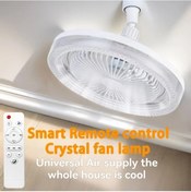 Resim Xuweiwei Bej Kristal E27 25.4cm Akıllı Fan Işık Ampul Uzaktan Kumandalı E26 E27 Soket 17 Modlu 3 Fan Hızı Aromaterapi Tabletleri Için 
