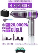 Resim MİHASE 20.000 PA Çantalı Üflemeli Güçlü Vakumlu Ev Ofis Araç Süpürgesi El Süpürgesi Şarjlı Çok Fonksiyonlu 