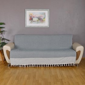 Resim Buldan İşi Kaymaz Pamuklu Koltuk Örtüsü 170x210 Cm Koltuk Şalı Çekyat Kanepe Örtüsü (Petrol) 