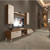 Resim Decoraktiv Eko 7 Mdf Dvd Krom Ayaklı Tv Ünitesi Tv Sehpası - Ceviz - Beyaz 
