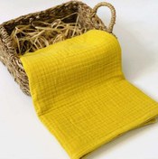 Resim Hardal Sarısı 4 Katlı Çok Amaçlı Müslin Örtü Battaniye Sarı 