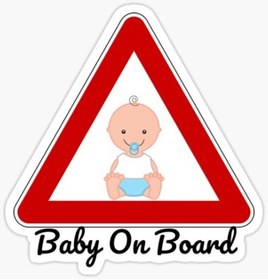 Resim Arabada Bebek Var Sticker oto Yapıştırma Etiket 18cm MD7 