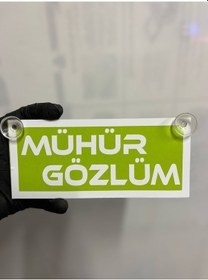 Resim Yeşil Renk Üzeri Beyaz Renk Mühür Gözlüm Yazılı Vantuzlu Cam Süsü 