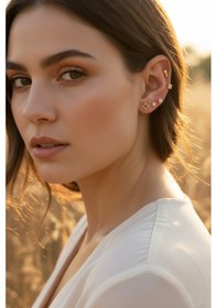 Resim 14 Ayar Altın Piercing Tragus Küpe T034 