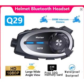 Resim YNT İthalat Q29 Motosiklet Kask Bluetooth Kulaklık Eşleşmeli 1080p Kamera Geniş Açı Su Geçirmez Intercom 