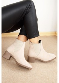 Resim Shoetek Leslie Kadın Bot Yandan Lastikli Bej Süet Bej Süet Bej 