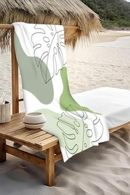 Resim Dijital Baskı Plaj Deniz Havlusu Yaprak Desenli Peştamal HVL0184 