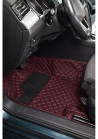 Resim Skywell Et5 Bordo Renk 8d Premium Havuzlu Tam Kaplama Deri Oto Paspas 