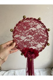 Resim LE FANTASİA Dantel Tüllü Kına Kasnak Tef - 23cm Çap - Bordo &Gold 