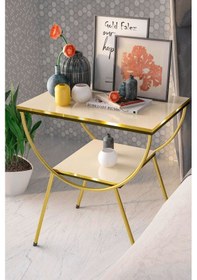 Resim Yan Sehpa Komodin Metal Ayak Çift Gold Krem 1978 Krem 