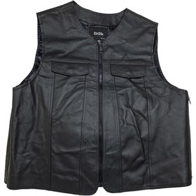 Resim Dclleather Erkek Siyah Deri Motorcu Yeleği Fermuarlı Ve Cepli 
