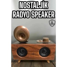Resim Bluetooth Hoparlör Ahşap Klasik Retro Gramofon Bluetooth Müzik Kutusu 