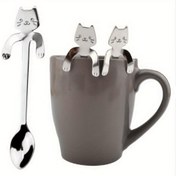 Resim 1pc/2pcs/3pcs Paslanmaz Çelik Kedi Şeklinde Kahve Kaşıkları, Şirin Metal Çay ve Tatlı Kaşığı, Buz Mini Kaşığı, Ev ve Parti için, Elektrik veya Batarya Gerekmeden, Mezuniyet ve Ramazan Sofrası ve Malzemeleri için 