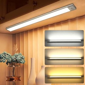 Resim HyMark 40cm Sensörlü Alüminyum USB Şarjlı LED Gece Lambası 3 Renk Kısılabilir Mutfak Dolap Tezgah 