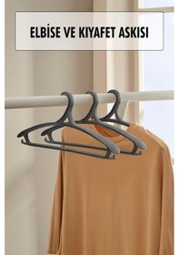 Resim 3 Lü Geniş Kıyafet Ve Elbise Askısı Füme 43 Cm 
