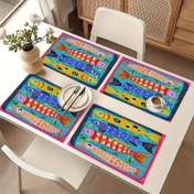 Resim 4 Adet Yemek Matı, Masa Aksesuarları, Balık Baskılı Renkli Sardalya Kutusu Desenli Restoranlar İçin Ev Eşyaları, Yer Mat Seti, Ev Geliştirme Dekoru, Düğün Sezonu Masa Süslemesi 30X45cm/12X18in WXH3163366 