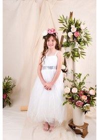 Resim Mnk Baby & Kids Sırt Gipeli Tüllü Kız Çocuk Saten Abiye 001 