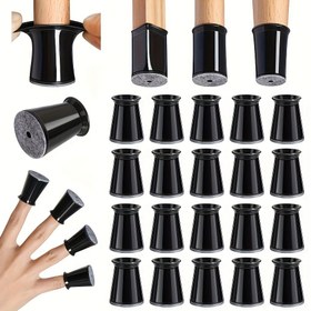 Resim 16 adet Siyah Silikon Sandalye Bacak Koruyucuları ile Cilalı Metal Kaplama - Çizilmeye Dayanıklı, Kaymaz Mobilya Kapakları ile Felt Pedleri ile Sessizlik Azaltma, Ev ve Ofis Kullanımı için Çok Fonksiyonlu, Sandalye Bacak Zemin Koruma 