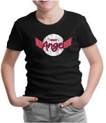 Resim Angel Writing With A Halo And Wings Siyah Çocuk Tshirt 001 