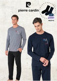 Resim Pierre Cardin Erkek %100 Pamuk Uzun Kol Baskılı Koyu Gri & Lacivert İki Adet Pijama Takımı L1.pc.6103.002-koyu Gri - Lacivert-2xl Çok Renkli 