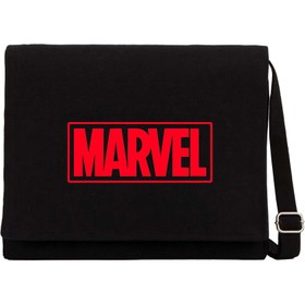 Resim Marvel Logo Siyah Kanvas Postacı Çantası - Siyah 