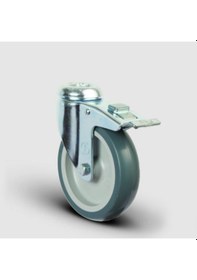 Resim ER04MKT125F Oynak Delikli Termoplastik Kauçuk Frenli Tekerlek 