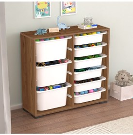 Resim Carla 9 Sepetli Çok Amaçlı Oyuncak Dolabı Tropik Ceviz Tropik Ceviz 