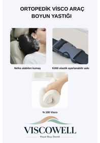 Resim Visco 2 Adet Araç Ev Ve Ofis Koltuğu İçin Uyumlu Baş Boyun Destek Yastığı Lacivert 