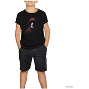 Resim Anonymous Half Mask Siyah Çocuk Tişört Siyah 