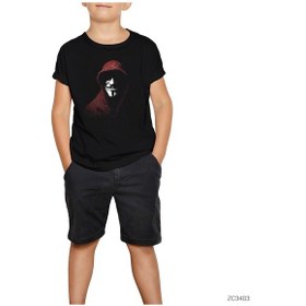 Resim Anonymous Half Mask Siyah Çocuk Tişört Siyah 