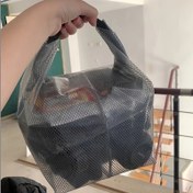 Resim Büyük Kapasiteli Plaj Tote Çantası - Hızlı Erişim İçin Dayanıklı Plastik, Ağ Tasarım, Yüzme, Tatil, Açık Hava Aktiviteleri ve Seyahat Gereksinimleri İçin Mükemmel, Plaj Çantası 