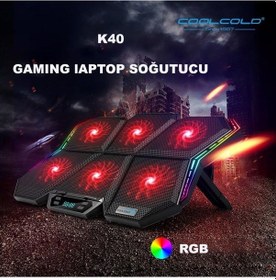 Resim Coolcold Led K40 6 Fanlı 17 Inç Rgb Laptop Notebook Soğutucu Stan 
