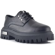 Resim Rakerplus Siyah Kırışık Hakiki Deri Bağcıklı Metal Detaylı Günlük Oxford Ayakkabı Siyah 