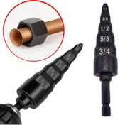 Resim 5'i 1 arada HVAC Swaging Alet Matkap Ucu Kiti - AC Bakım & Kurulum için Dayanıklı Alaşım Metal Boru Genişletici, 1/4", 3/8", 1/2", 5/8", 3/4" Boyutları Dahil, Bakır Boru Uyumlu, Siyah Sap 
