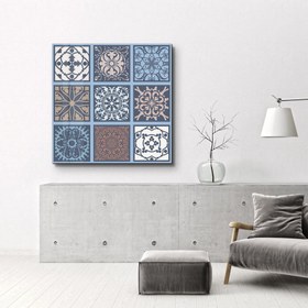 Resim 9 Mavi-Kahverengi İtalyan Seramik Karo Koleksiyonu | Cam Duvar Tablosu - L (80 x 80 cm) 