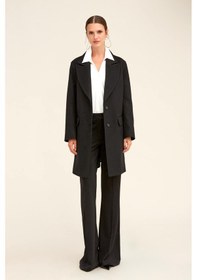 Resim Hatemoğlu Saykı Woman Siyah Regular Fit Ceket Yaka Kaşe Oversize Manto 2956632 Siyah 