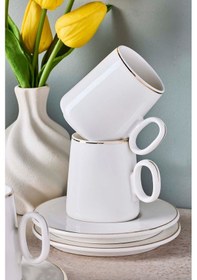 Resim Pure 6 Kişilik Porselen Kahve Fincanı Takımı Beyaz Beyaz 