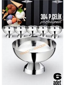 Resim Hsnet Dondurma Kasesi 304 Paslanmaz Çelik Profesyonel 6 Adet - Net8782-4299 