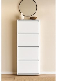 Resim Metal Ayakkabılık 4 Kapaklı Beyaz Beyaz 