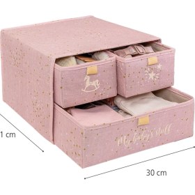 Resim 3 Bölmeli Pembe Çekmeceli Bebek Dolabı, Şık ve Kullanışlı Tasarım 