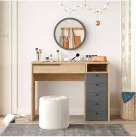 Resim Bohem Makyaj Masası 100cm Aynalı Çekmeceli Şifonyer Sepet-antrasit Boh29-sa Antrasit 