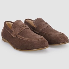 Resim Hakiki Deri Kahverengi Süet Kadın Loafer Kahverengi 
