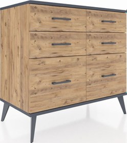 Resim Hyperion Şifonyer 6 Çekmeceli 88x44x80 Çam-antrasit/çam Antrasit/çam 