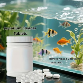Resim Su Temizleyici Tabletler (1 Şişe) - Hızlı Etkili 24 Saatlik Yosun ve Koku Giderici. Tatlısu/Tuzlu Su Akvaryumları, Havuzlar & Kaplumbağa Tankları İçin Güvenli. Elektriksiz Su Arıtıcı. Hayvan Dostu Formül. Toksik Olmayan ve Güvenli 